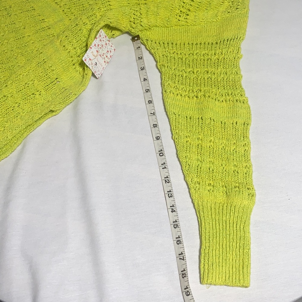 Free People Hot Tropics Pullover Sweater Limelight Combo M - Picture 10 of 12